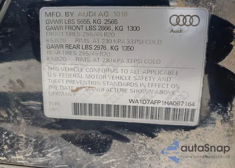 2017 Audi Q5 3.0T Premium Plus from USA, damaged, VIN WA1D7AFP1HA067164